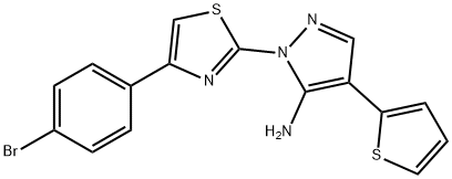 1-[4-(4-BROMOPHENYL)-1,3-THIAZOL-2-YL]-4-(2-THIENYL)-1H-PYRAZOL-5-AMINE Struktur