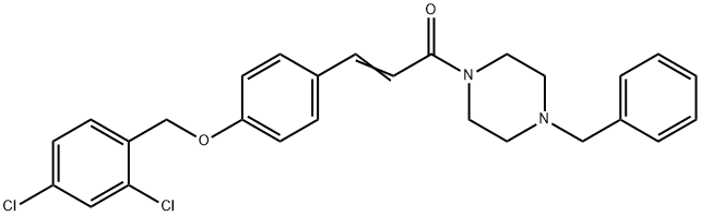 (E)-1-(4-BENZYLPIPERAZINO)-3-(4-[(2,4-DICHLOROBENZYL)OXY]PHENYL)-2-PROPEN-1-ONE Struktur