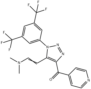 (1-[3,5-BIS(TRIFLUOROMETHYL)PHENYL]-5-[(E)-2-(DIMETHYLAMINO)ETHENYL]-1H-1,2,3-TRIAZOL-4-YL)(4-PYRIDINYL)METHANONE Struktur