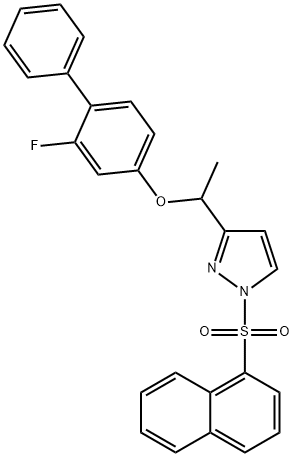 2-FLUORO[1,1'-BIPHENYL]-4-YL 1-[1-(1-NAPHTHYLSULFONYL)-1H-PYRAZOL-3-YL]ETHYL ETHER Struktur