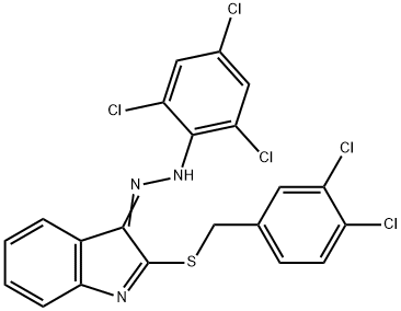 2-[(3,4-DICHLOROBENZYL)SULFANYL]-3H-INDOL-3-ONE N-(2,4,6-TRICHLOROPHENYL)HYDRAZONE Struktur