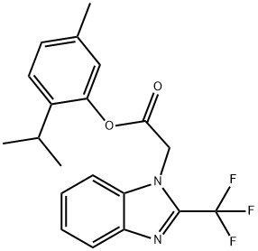 2-ISOPROPYL-5-METHYLPHENYL 2-[2-(TRIFLUOROMETHYL)-1H-1,3-BENZIMIDAZOL-1-YL]ACETATE Struktur