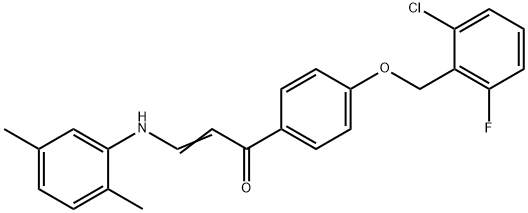 (E)-1-(4-[(2-CHLORO-6-FLUOROBENZYL)OXY]PHENYL)-3-(2,5-DIMETHYLANILINO)-2-PROPEN-1-ONE Struktur