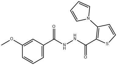 N'-(3-METHOXYBENZOYL)-3-(1H-PYRROL-1-YL)-2-THIOPHENECARBOHYDRAZIDE Struktur