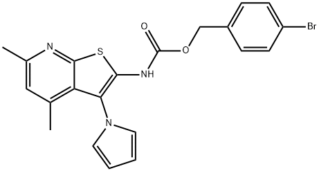 4-BROMOBENZYL N-[4,6-DIMETHYL-3-(1H-PYRROL-1-YL)THIENO[2,3-B]PYRIDIN-2-YL]CARBAMATE Struktur