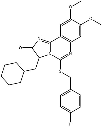 3-(CYCLOHEXYLMETHYL)-5-[(4-FLUOROBENZYL)SULFANYL]-8,9-DIMETHOXYIMIDAZO[1,2-C]QUINAZOLIN-2(3H)-ONE Struktur