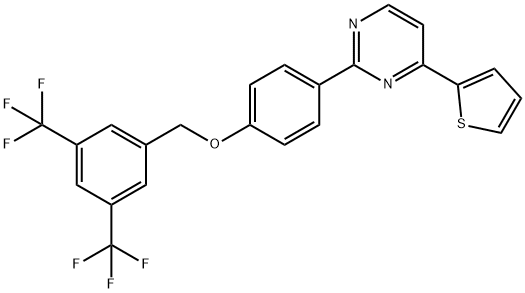 2-(4-([3,5-BIS(TRIFLUOROMETHYL)BENZYL]OXY)PHENYL)-4-(2-THIENYL)PYRIMIDINE Struktur