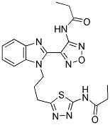 N-(5-(3-(2-(4-PROPIONAMIDO-1,2,5-OXADIAZOL-3-YL)-1H-BENZO[D]IMIDAZOL-1-YL)PROPYL)-1,3,4-THIADIAZOL-2-YL)PROPIONAMIDE Struktur