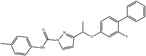 3-(1-[(2-FLUORO[1,1'-BIPHENYL]-4-YL)OXY]ETHYL)-N-(4-METHYLPHENYL)-1H-PYRAZOLE-1-CARBOXAMIDE Struktur