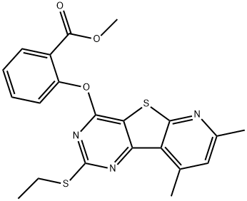 METHYL 2-([2-(ETHYLSULFANYL)-7,9-DIMETHYLPYRIDO[3',2':4,5]THIENO[3,2-D]PYRIMIDIN-4-YL]OXY)BENZENECARBOXYLATE Struktur