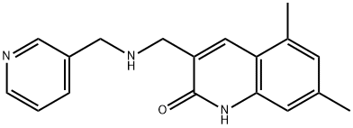 5,7-DIMETHYL-3-([(PYRIDIN-3-YLMETHYL)-AMINO]-METHYL)-1H-QUINOLIN-2-ONE Struktur