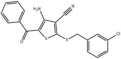 4-AMINO-5-BENZOYL-2-[(3-CHLOROBENZYL)SULFANYL]-3-THIOPHENECARBONITRILE Struktur