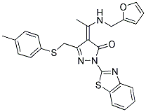 (Z)-1-(BENZO[D]THIAZOL-2-YL)-4-(1-(FURAN-2-YLMETHYLAMINO)ETHYLIDENE)-3-(P-TOLYLTHIOMETHYL)-1H-PYRAZOL-5(4H)-ONE Struktur