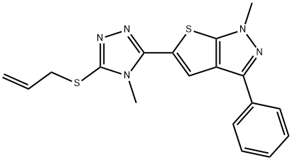 5-[5-(ALLYLSULFANYL)-4-METHYL-4H-1,2,4-TRIAZOL-3-YL]-1-METHYL-3-PHENYL-1H-THIENO[2,3-C]PYRAZOLE Struktur