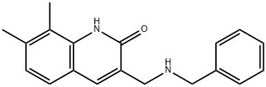 3-(BENZYLAMINO-METHYL)-7,8-DIMETHYL-1H-QUINOLIN-2-ONE Struktur