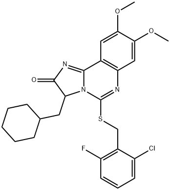 5-[(2-CHLORO-6-FLUOROBENZYL)SULFANYL]-3-(CYCLOHEXYLMETHYL)-8,9-DIMETHOXYIMIDAZO[1,2-C]QUINAZOLIN-2(3H)-ONE Struktur