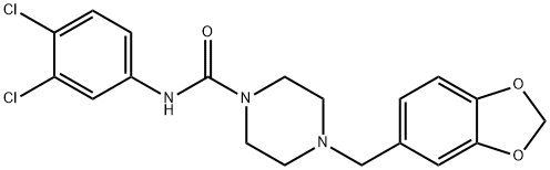 (4-(BENZO[3,4-D]1,3-DIOXOLAN-5-YLMETHYL)PIPERAZINYL)-N-(3,4-DICHLOROPHENYL)FORMAMIDE Struktur