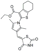 (Z)-ETHYL 2-(3-((2,4-DIOXOTHIAZOLIDIN-5-YLIDENE)METHYL)-2,5-DIMETHYL-1H-PYRROL-1-YL)-4,5,6,7-TETRAHYDROBENZO[B]THIOPHENE-3-CARBOXYLATE Struktur