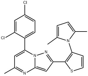 7-(2,4-DICHLOROPHENYL)-2-[3-(2,5-DIMETHYL-1H-PYRROL-1-YL)-2-THIENYL]-5-METHYLPYRAZOLO[1,5-A]PYRIMIDINE Struktur