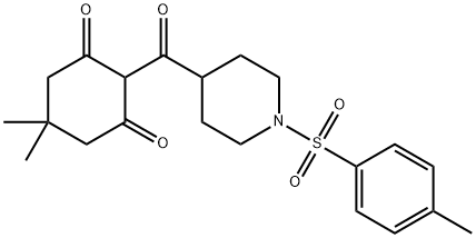 5,5-DIMETHYL-2-((1-[(4-METHYLPHENYL)SULFONYL]-4-PIPERIDINYL)CARBONYL)-1,3-CYCLOHEXANEDIONE Struktur