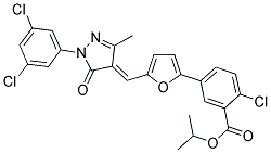 (E)-ISOPROPYL 2-CHLORO-5-(5-((1-(3,5-DICHLOROPHENYL)-3-METHYL-5-OXO-1H-PYRAZOL-4(5H)-YLIDENE)METHYL)FURAN-2-YL)BENZOATE Struktur