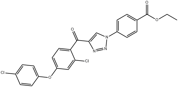 ETHYL 4-(4-[2-CHLORO-4-(4-CHLOROPHENOXY)BENZOYL]-1H-1,2,3-TRIAZOL-1-YL)BENZENECARBOXYLATE Struktur