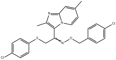 2-[(4-CHLOROPHENYL)SULFANYL]-1-(2,7-DIMETHYLIMIDAZO[1,2-A]PYRIDIN-3-YL)-1-ETHANONE O-(4-CHLOROBENZYL)OXIME Struktur