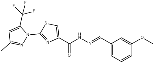 N'-[(E)-(3-METHOXYPHENYL)METHYLIDENE]-2-[3-METHYL-5-(TRIFLUOROMETHYL)-1H-PYRAZOL-1-YL]-1,3-THIAZOLE-4-CARBOHYDRAZIDE Struktur