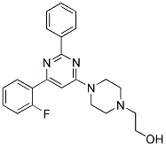 2-(4-[6-(2-FLUORO-PHENYL)-2-PHENYL-PYRIMIDIN-4-YL]-PIPERAZIN-1-YL)-ETHANOL Struktur