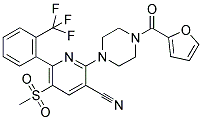 1-[3-CYANO-5-(METHYLSULFONYL)-6-(2-(TRIFLUOROMETHYL)PHENYL)PYRIDIN-2-YL]-4-(FURAN-2-YLCARBONYL)PIPERAZINE Struktur