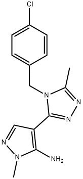 4-[4-(4-CHLOROBENZYL)-5-METHYL-4H-1,2,4-TRIAZOL-3-YL]-1-METHYL-1H-PYRAZOL-5-AMINE Struktur