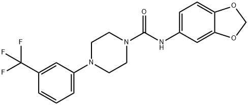 N-(1,3-BENZODIOXOL-5-YL)-4-[3-(TRIFLUOROMETHYL)PHENYL]TETRAHYDRO-1(2H)-PYRAZINECARBOXAMIDE Struktur