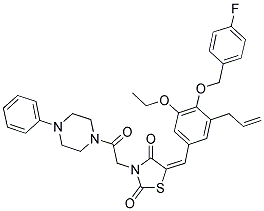 (E)-5-(3-ALLYL-5-ETHOXY-4-(4-FLUOROBENZYLOXY)BENZYLIDENE)-3-(2-OXO-2-(4-PHENYLPIPERAZIN-1-YL)ETHYL)THIAZOLIDINE-2,4-DIONE Struktur