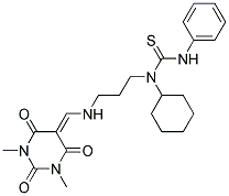 1-CYCLOHEXYL-1-(3-((1,3-DIMETHYL-2,4,6-TRIOXO-TETRAHYDROPYRIMIDIN-5(6H)-YLIDENE)METHYLAMINO)PROPYL)-3-PHENYLTHIOUREA Struktur