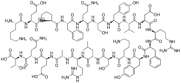 H-LYS-GLU-PRO-PHE-GLN-SER-TYR-VAL-ASP-ARG-PHE-TYR-LYS-SER-LEU-ARG-ALA-GLU-GLN-THR-OH Struktur