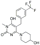 6-HYDROXY-4-(4-HYDROXYPIPERIDIN-1-YL)-1-METHYL-5-[3-(TRIFLUOROMETHYL)BENZYL]PYRIMIDIN-2(1H)-ONE Struktur