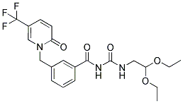 1-[3-(2,4-DIAZA-6,6-DIETHOXY-1,3-DIOXOHEX-1-YL)BENZYL]-5-(TRIFLUOROMETHYL)-2-PYRIDONE Struktur