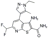 3-AMINO-6-DIFLUOROMETHYL-4-(1-ETHYL-5-METHYL-1H-PYRAZOL-4-YL)-THIENO[2,3-B]PYRIDINE-2-CARBOXYLIC ACID AMIDE Struktur