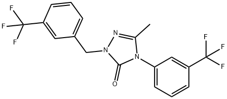 5-METHYL-2-[3-(TRIFLUOROMETHYL)BENZYL]-4-[3-(TRIFLUOROMETHYL)PHENYL]-2,4-DIHYDRO-3H-1,2,4-TRIAZOL-3-ONE Struktur