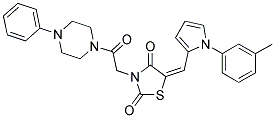 (E)-3-(2-OXO-2-(4-PHENYLPIPERAZIN-1-YL)ETHYL)-5-((1-M-TOLYL-1H-PYRROL-2-YL)METHYLENE)THIAZOLIDINE-2,4-DIONE Struktur