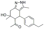 1-[4-(4-ETHYLPHENYL)-6-HYDROXY-3,6-DIMETHYL-4,5,6,7-TETRAHYDRO-2H-INDAZOL-5-YL]ETHANONE Struktur