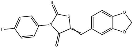 5-(1,3-BENZODIOXOL-5-YLMETHYLENE)-3-(4-FLUOROPHENYL)-2-THIOXO-1,3-THIAZOLAN-4-ONE Struktur