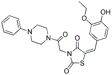 (E)-5-(3-ETHOXY-4-HYDROXYBENZYLIDENE)-3-(2-OXO-2-(4-PHENYLPIPERAZIN-1-YL)ETHYL)THIAZOLIDINE-2,4-DIONE Struktur