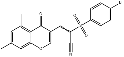 3-(5,7-DIMETHYL-4-OXO(4H-CHROMEN-3-YL))-2-((4-BROMOPHENYL)SULFONYL)PROP-2-ENENITRILE Struktur