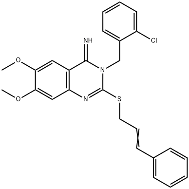 3-(2-CHLOROBENZYL)-6,7-DIMETHOXY-2-([(E)-3-PHENYL-2-PROPENYL]SULFANYL)-4(3H)-QUINAZOLINIMINE Struktur