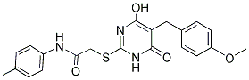 2-{[4-HYDROXY-5-(4-METHOXYBENZYL)-6-OXO-1,6-DIHYDROPYRIMIDIN-2-YL]THIO}-N-(4-METHYLPHENYL)ACETAMIDE Struktur