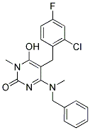 4-[BENZYL(METHYL)AMINO]-5-(2-CHLORO-4-FLUOROBENZYL)-6-HYDROXY-1-METHYLPYRIMIDIN-2(1H)-ONE Struktur