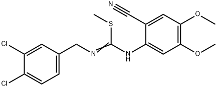 1-CYANO-2-([(Z)-[(3,4-DICHLOROBENZYL)AMINO](METHYLSULFANYL)METHYLIDENE]AMINO)-4,5-DIMETHOXYBENZENE Struktur