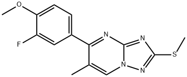 2-FLUORO-4-[6-METHYL-2-(METHYLSULFANYL)[1,2,4]TRIAZOLO[1,5-A]PYRIMIDIN-5-YL]PHENYL METHYL ETHER Struktur