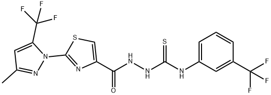 2-((2-[3-METHYL-5-(TRIFLUOROMETHYL)-1H-PYRAZOL-1-YL]-1,3-THIAZOL-4-YL)CARBONYL)-N-[3-(TRIFLUOROMETHYL)PHENYL]-1-HYDRAZINECARBOTHIOAMIDE Struktur